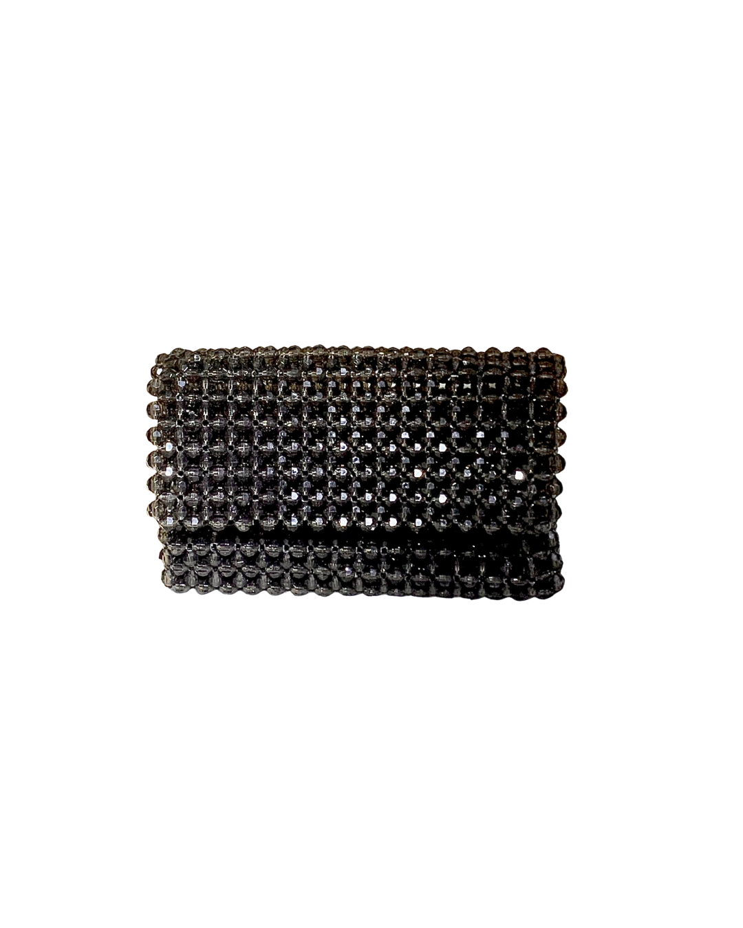 Black handmade beaded clutch evening bag with intricate beadwork